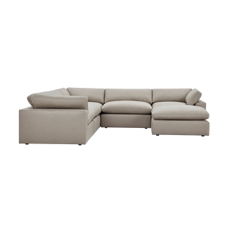 Bloom Leather Sectional Modular Sofa & Ottoman Mocha