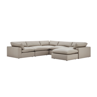 Bloom Leather Sectional Modular Sofa & Ottoman Mocha