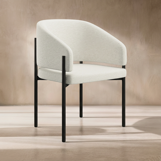 Oxford Dining Chair Off White & Black Frame